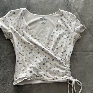 white flowerd cropped top